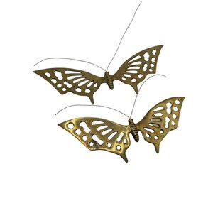Vintage Interpur Brass ? Butterfly Wall Decor Plaque Set/2  Spring Wing Fly Read
